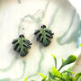 Monstera Deliciosa Leaf Plant Earrings, thumbnail 1 of 12