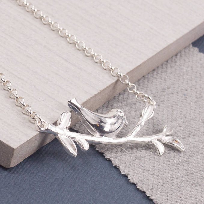 Silver Resting Robin Necklace By SUMMER AND SILVER