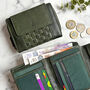 Women's Green Leather Purse Hand Woven, thumbnail 1 of 3