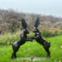 Pair Of Large Boxing Hares Made From Recycled Metals, thumbnail 3 of 4