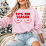 Tits The Season Christmas Jumper In Light Pink, thumbnail 1 of 12