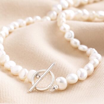 Freshwater Pearl Toggle Necklace In Silver Plating, 5 of 10