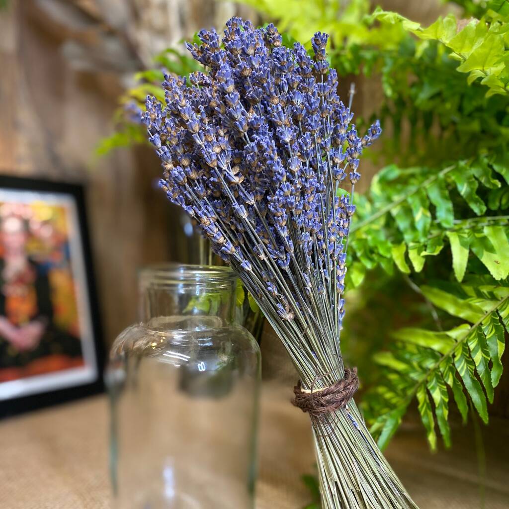 Dried Lavender Bunch And Glass Vase Gift Set, 1 of 7