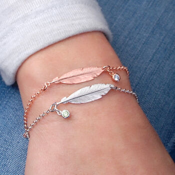 Personalised Silver And Rose Gold Feather Bracelet, 2 of 7