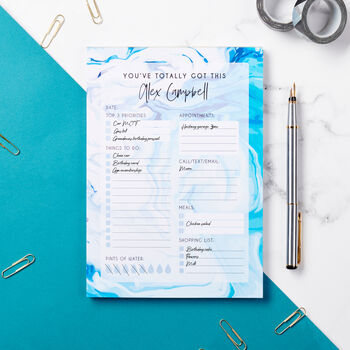 Personalised Marble Effect Planner Desk Notepad, 2 of 3