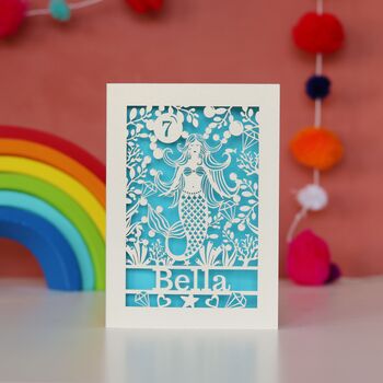 Personalised Papercut Mermaid Birthday Card, 3 of 5