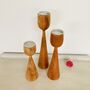 Set Of Three Tall Wood Candlesticks, thumbnail 4 of 5