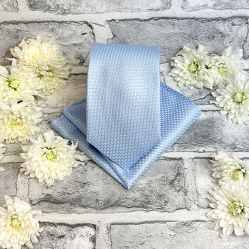 Cloudy Blue Woven Wedding Tie Set, 6 of 6