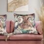 Sakura Sunshade Japanese Parasoles With Crane Birds Luxury Velvet Square Cushion, thumbnail 5 of 6