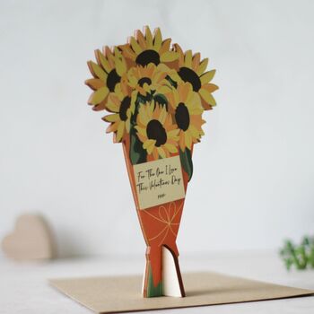 Personalised Sunflowers Card In Wood, 3 of 5