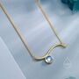 Sterling Silver Moonstone Wave Pendant Necklace, thumbnail 4 of 12
