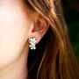 Inky Oxalis Wildflower Wooden Stud Earrings, thumbnail 6 of 11