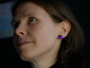 Heart Shaped Purple Glass And Sterling Silver Studs, 9 of 9