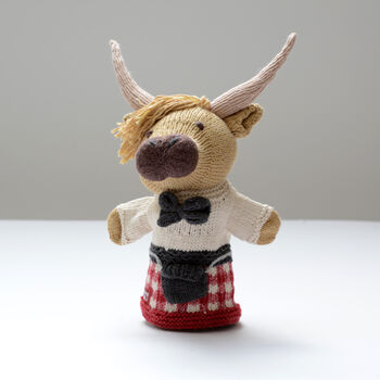 Hand Knitted Puppets In Scottish Outfits, 4 of 9