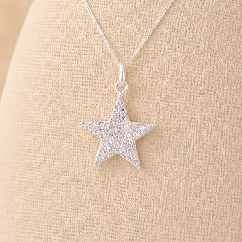 Personalised Sterling Silver Pavé Star Pendant Necklace, 3 of 10