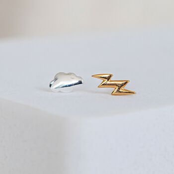Tiny Sterling Silver Storm Cloud Stud Earrings, 2 of 8