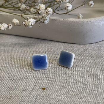 Blue Square Ceramic Earrings, 4 of 8