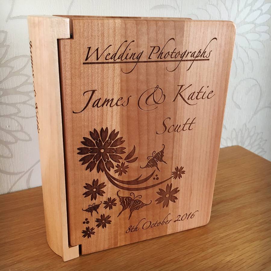 Personalised Wooden Wedding Photo Album By Laser Made Designs