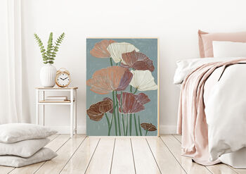 Blue And Cream Japanese Flower Art Print, 6 of 6