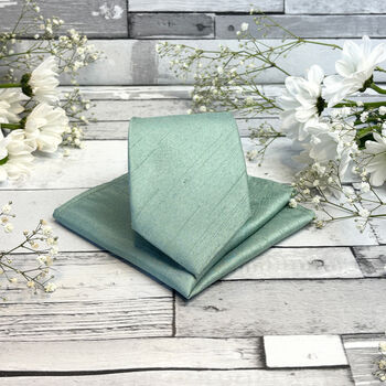 Seagrass Shantung Wedding Tie Set, 2 of 10