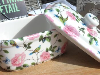Lidded Butterdish In Exotic Bird Of Paradise Design, 12 of 12