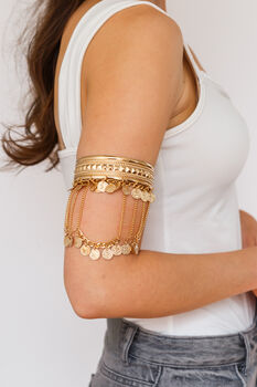 Bohemian Chunky Gold Plated Upper Arm Cuff, 11 of 11