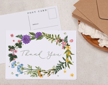 Wild Flower Wreath Thank You A6 Postcard Pack, 3 of 3