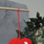 Red Heart Punch Needle Bag Charm And Car Mirror Hanging, thumbnail 4 of 4