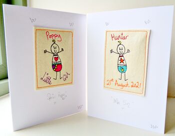 Personalised New Baby Card, Embroidered, 6 of 6