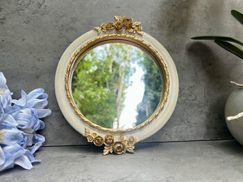 20cm Cream And Gold Decorative Wall Mirror – Floral Motif, 7 of 12