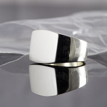 Men's Solid Silver Square Signet Ring, 2 of 3