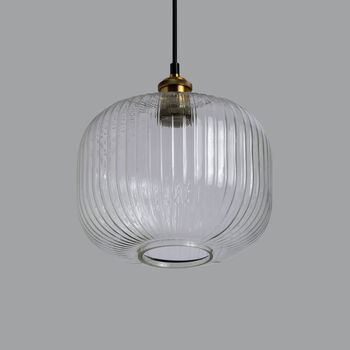 Reeded Glass Pendant Light A, 2 of 5