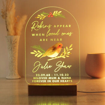 Personalised Robins Memorial LED Light, 5 of 12