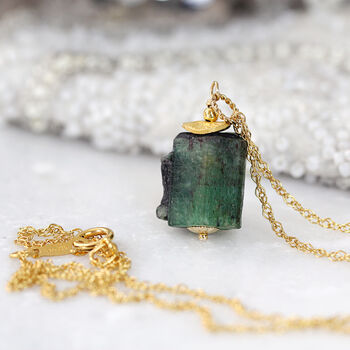Rough Emerald Pendant Necklace, 4 of 11
