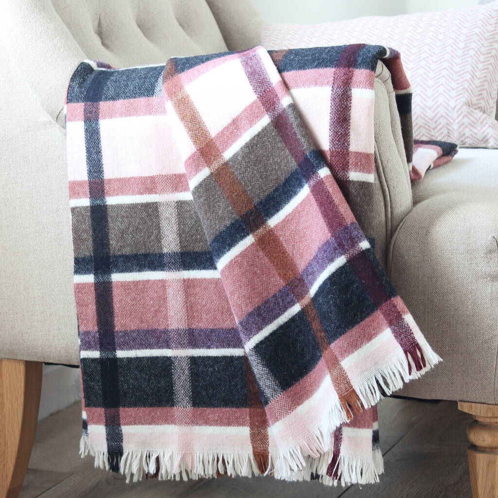 Blush Pink Check Throw By Marquis & Dawe