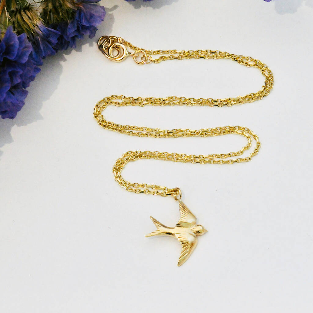 9ct Gold Swallow Necklace By Heather Scott Jewellery