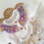 Personalised Floral White Frill Name Cardigan,Baby Girl Gift, thumbnail 2 of 7