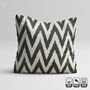 Black Zig Zag Hand Woven Ikat Cushion Cover, thumbnail 3 of 8