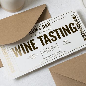 Personalised Gold Foil Wine Tasting Voucher For Parents, 5 of 9