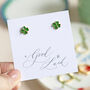 Enamel Four Leaf Clover Earrings, thumbnail 6 of 8