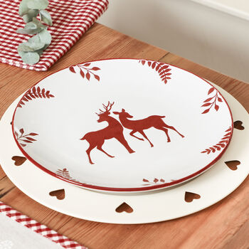 Red Reindeer Christmas Dinner Plates, 4 of 10