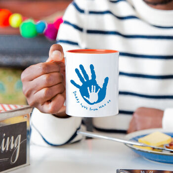 Personalised Daddy And Me Handprints Father's Day Mug, 2 of 8
