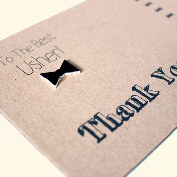 Personalised 'Thank You' Usher Bow Tie Wedding Day Card, 6 of 6