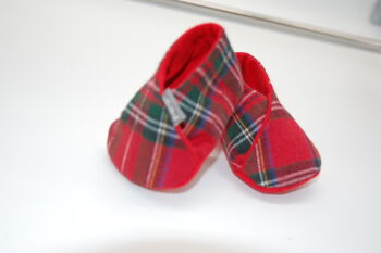 Baby Tartan Christmas Slippers, Baby's 1st Christmas, 4 of 8