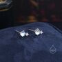 Sterling Silver Tiny Cz And Moonstone Stud Earrings, thumbnail 5 of 11