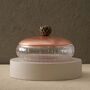 Ribbed Glass Bowl With Rose Brass Lid, thumbnail 1 of 2