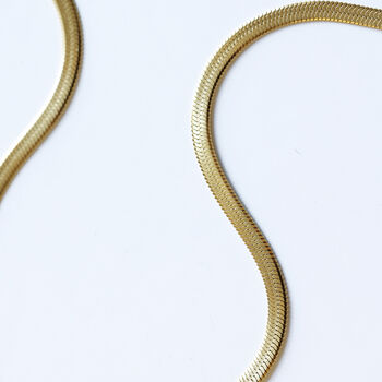 Flat Herringbone Chain Necklace In 18ct Gold Plated, 7 of 8
