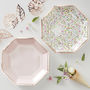 Ditsy Floral Design Rose Gold Foiled Paper Plates, thumbnail 1 of 3