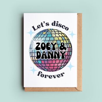 Let's Disco Forever Personalised Couple Card, 2 of 3