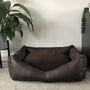 Luxury Vegan Leather And Sherpa Fleece Sofa Dog Bed, thumbnail 8 of 12